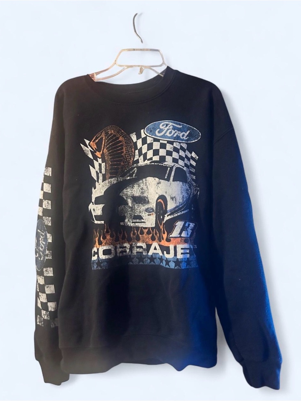 Ford Black Cobra Flames Graphic Crewneck